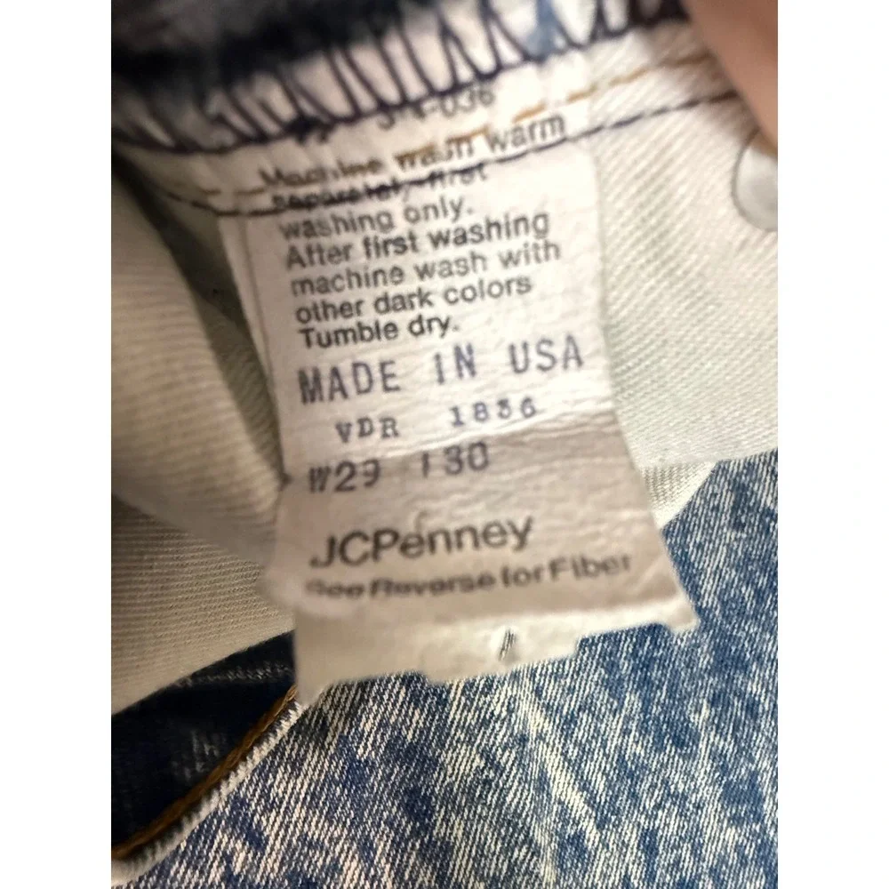 Vintage Weekends JCPenney Mens Acid Wash Jeans Made in USA Blue W29 L30 4099 IND